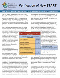 Cover of fact sheet on verification of New START treaty