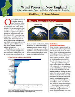 Wind Power in New England fact sheet cover