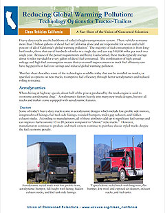 Cover of report on reducing global warming pollution from tractor-trailers