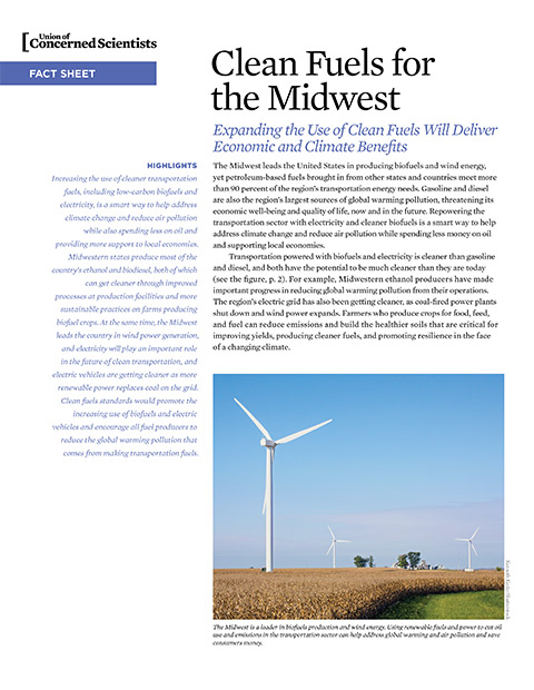 Cover image of fact sheet for Clean Fuels in the Midwest