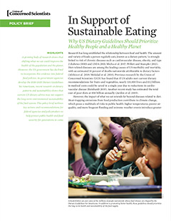 Cover of UCS policy brief, In Support of Sustainable Eating