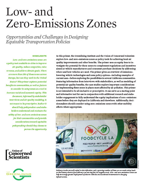 cover of low and zero emissions zones report 