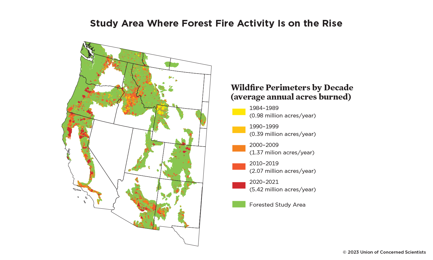 A map showing where fire activity is on the rise