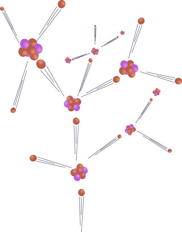 Illustration of a neutron bombards a uranium atom, releasing more neutrons and triggering a chain reaction.