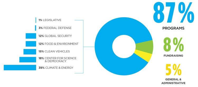 A donut chart showing 87% of expenses go to programs.