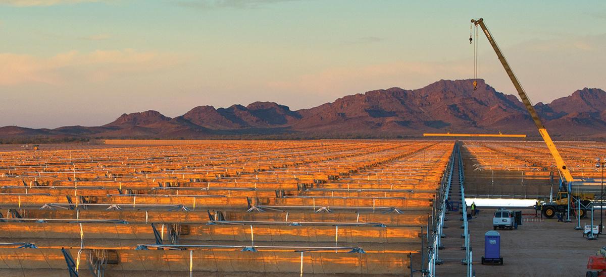 A solar farm under construction.