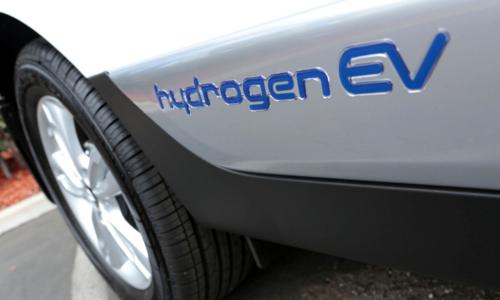 Car with hydrogen EV wordmark on side