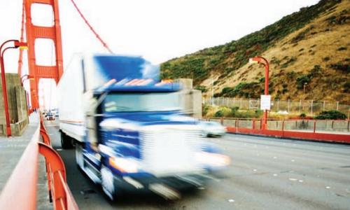 Truck crossing Golden Gate bridge