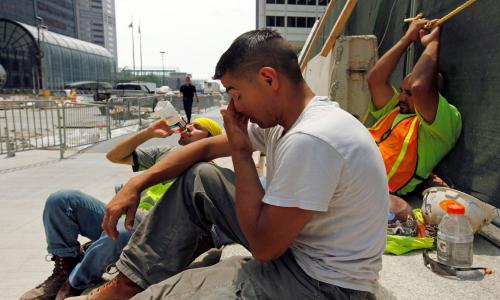 Workers outside in the heat