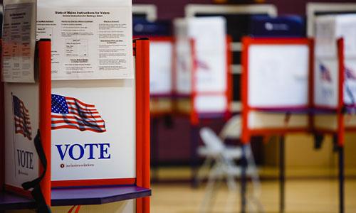 A privacy screen at a polling place.