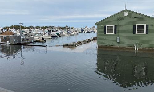 Flooded Scituate, MA Harbor Coast Guard Station