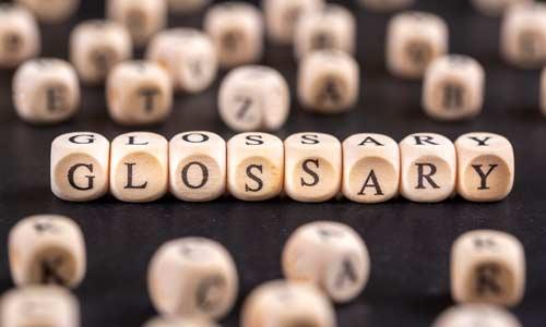 A stock photo reading "glossary"