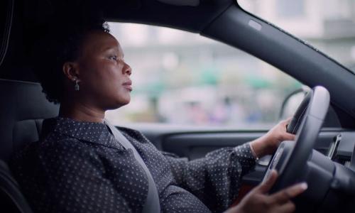 woman driving car