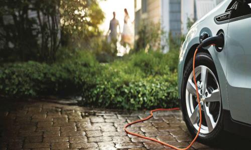 A parked electric vehicle.